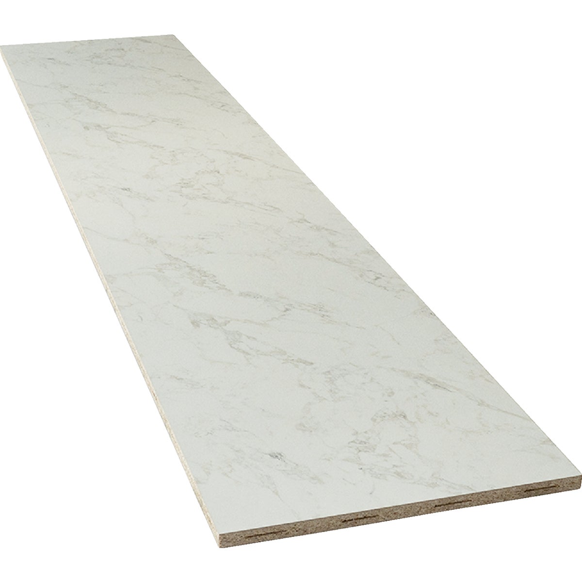 VT Industries Stretta 6 Ft. Left Hand Laminate White Marble Countertop