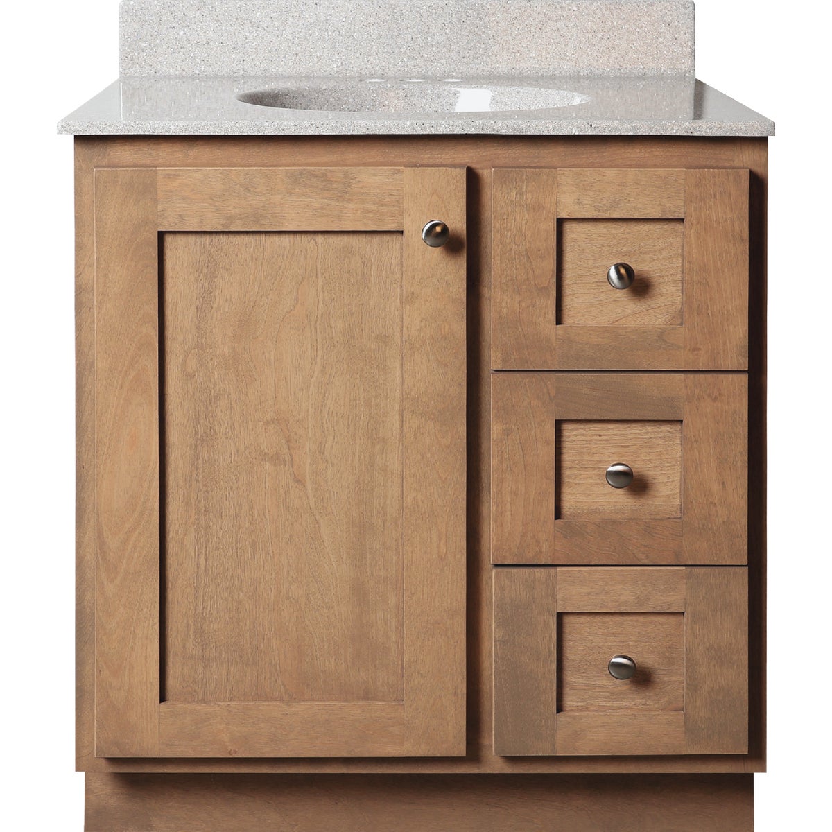 Bertch Storage Solutions 30 In. x 34-1/2 In. H x 21 In. D Driftwood Vanity Base without Top, 1 Door/3 Drawer