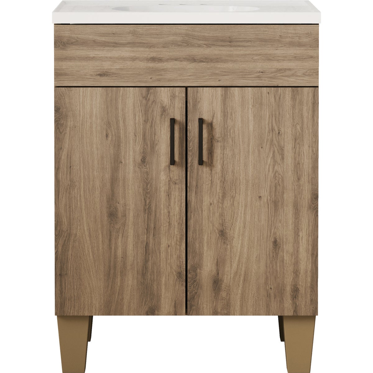 Zenna Home Palomino Tan 30 In. W x 34 In. x 18 In. D Vanity with White Cultured Marble Top