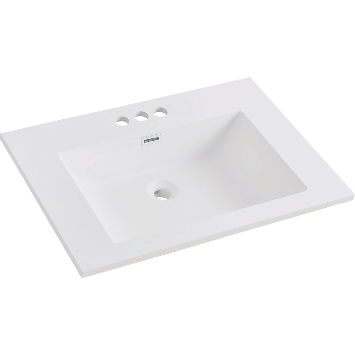 CraftMark 25 In. x 22 In. Cultured Marble Solid High Closs White Vanity Top with Wave Bowl