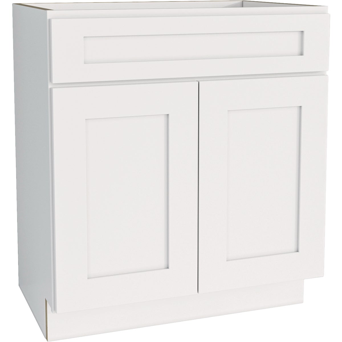 CraftMark Plymouth Shaker 30 In. W x 24 In. D x 34.5 In. H Ready To Assemble White Sink Base Kitchen Cabinet