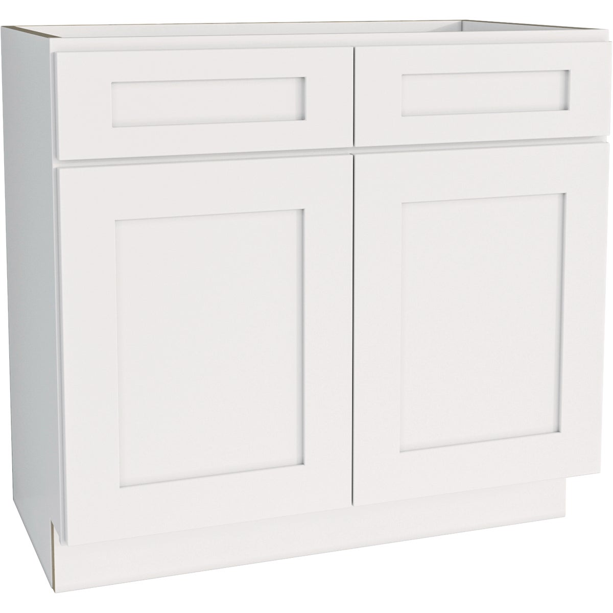 CraftMark Plymouth Shaker 36 In. W x 24 In. D x 34.5 In. H Ready To Assemble White Sink Base Kitchen Cabinet