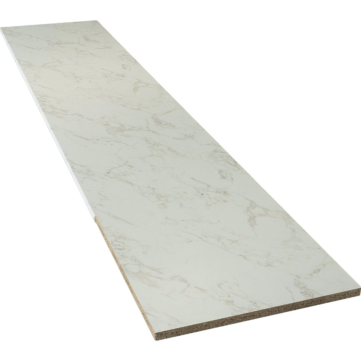 VT Industries Stretta 10 Ft. Right Hand Laminate White Marble Countertop