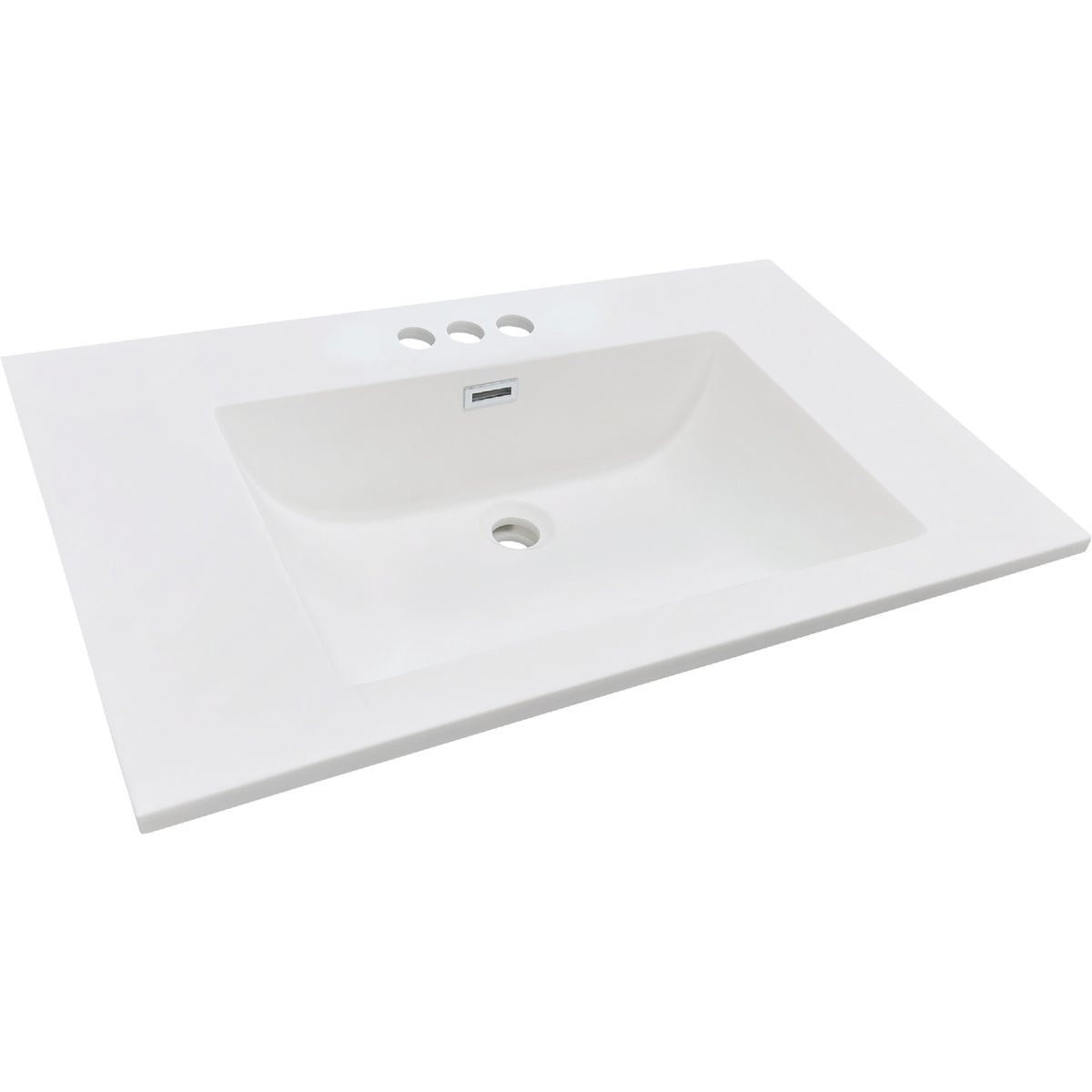 CraftMark 37 In. x 22 In. Cultured Marble Solid High Closs White Vanity Top with Wave Bowl
