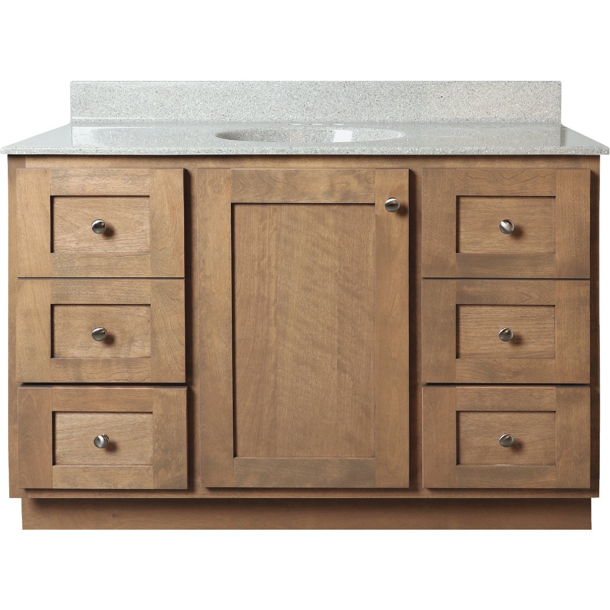 Bertch Storage Solutions 48 In. x 34-1/2 In. H x 21 In. D Driftwood Vanity Base without Top, 1 Door/6 Drawer