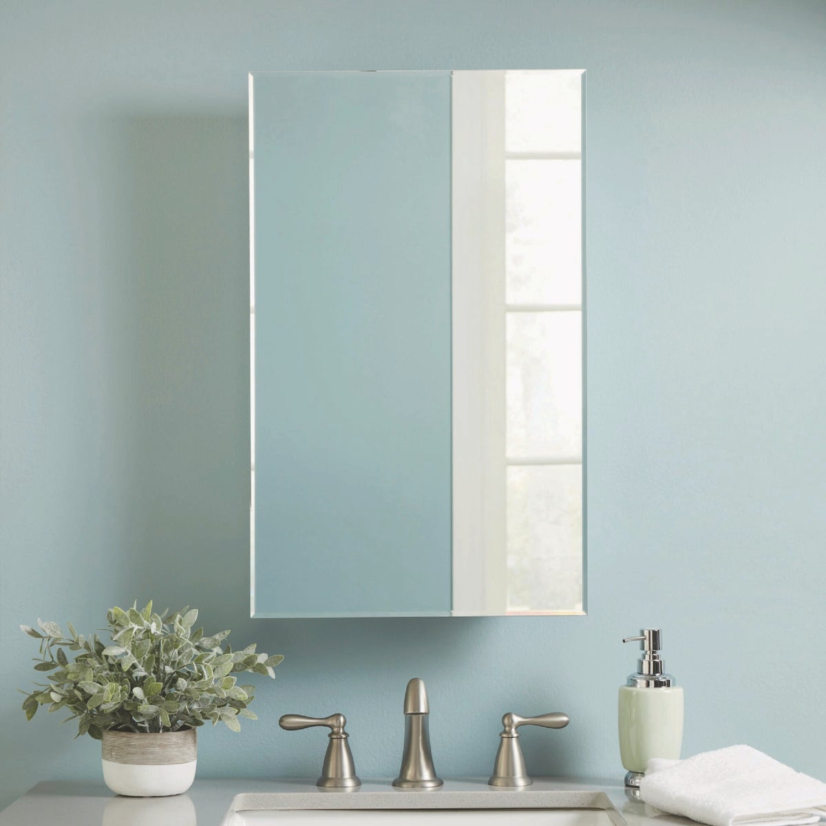 Zenith Zenna Home 16 In. W. x 26 In. H. x 4.5 In. D. Single Mirror Surface/Recess Mount Frameless Beveled Medicine Cabinet