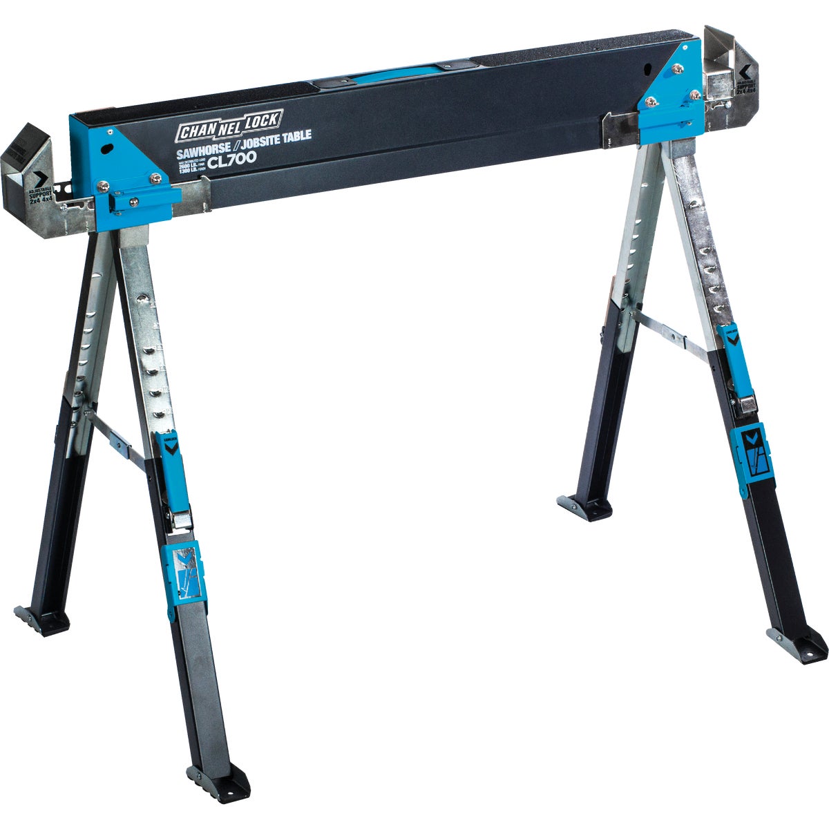 Channellock 39-1/4 to 45-3/4 In. Long Steel Adjustable Sawhorse, 1300 Lb. Capacity