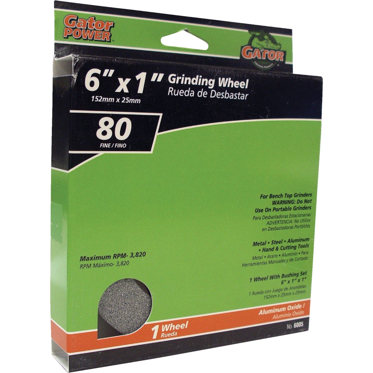 Gator Blade 6 In. 1 In. Adjustable - 1", 3/4", 5/8", 1/2" Bench Grinding Wheel