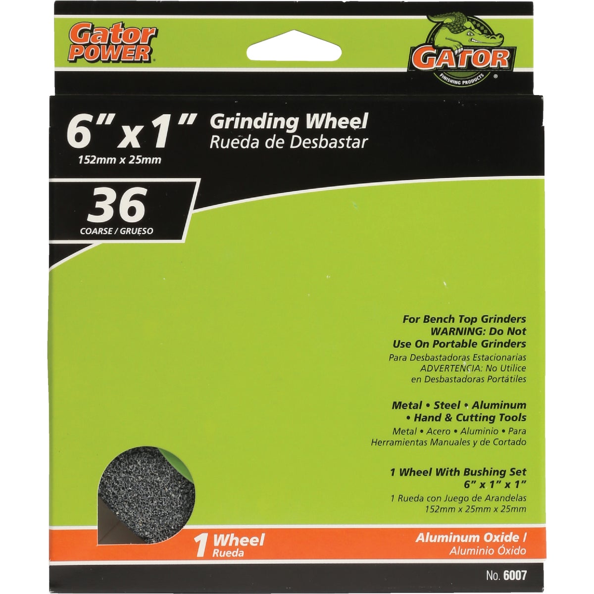 Gator Blade 6 In. 1 In. Adjustable - 1", 3/4", 5/8", 1/2" Bench Grinding Wheel