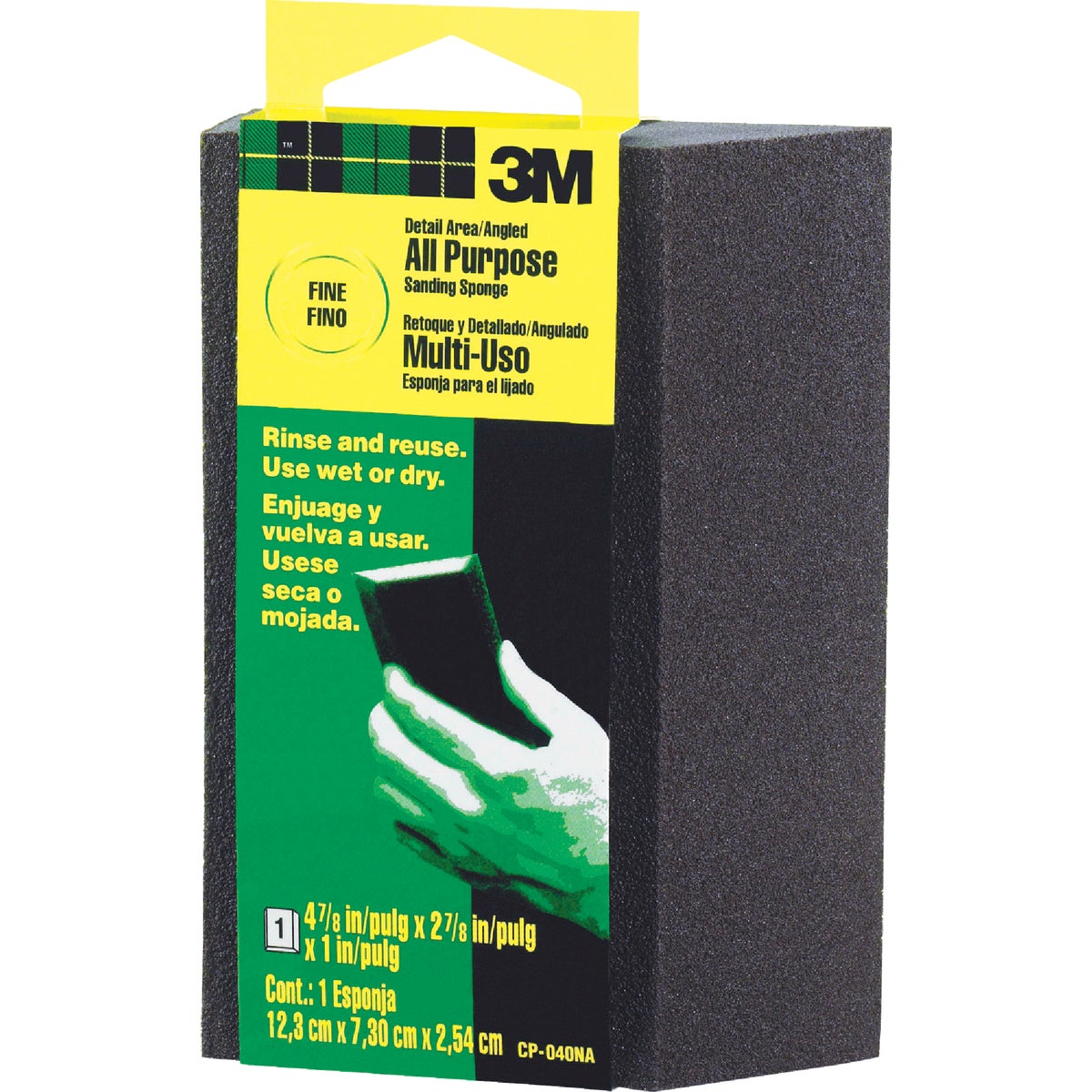 3M Angled Detail Area All-Purpose 2-7/8 In. x 4-7/8 In. x 1 In. Fine Sanding Sponge