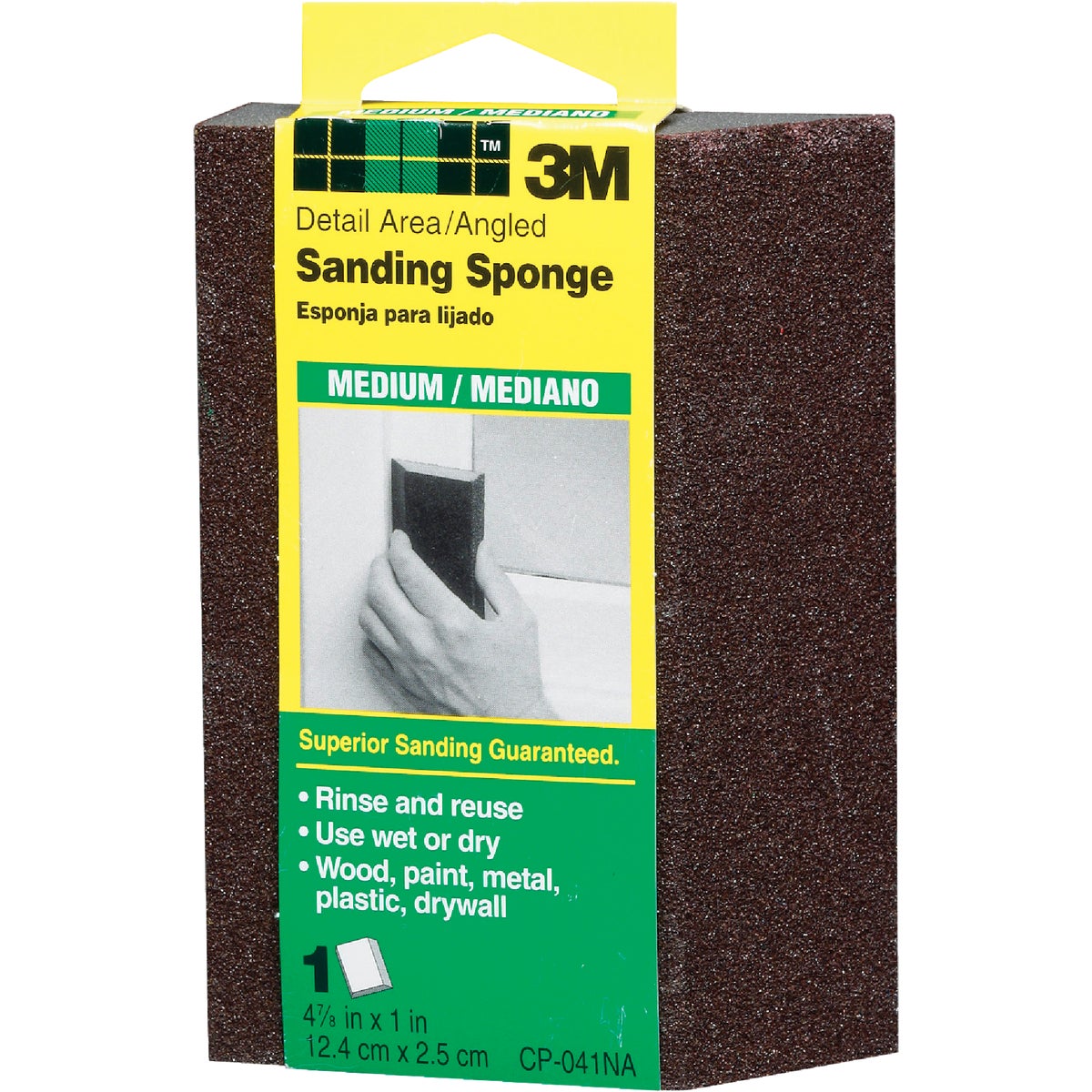 3M Angled Detail Area All-Purpose 2-7/8 In. x 4-7/8 In. x 1 In. Medium Sanding Sponge