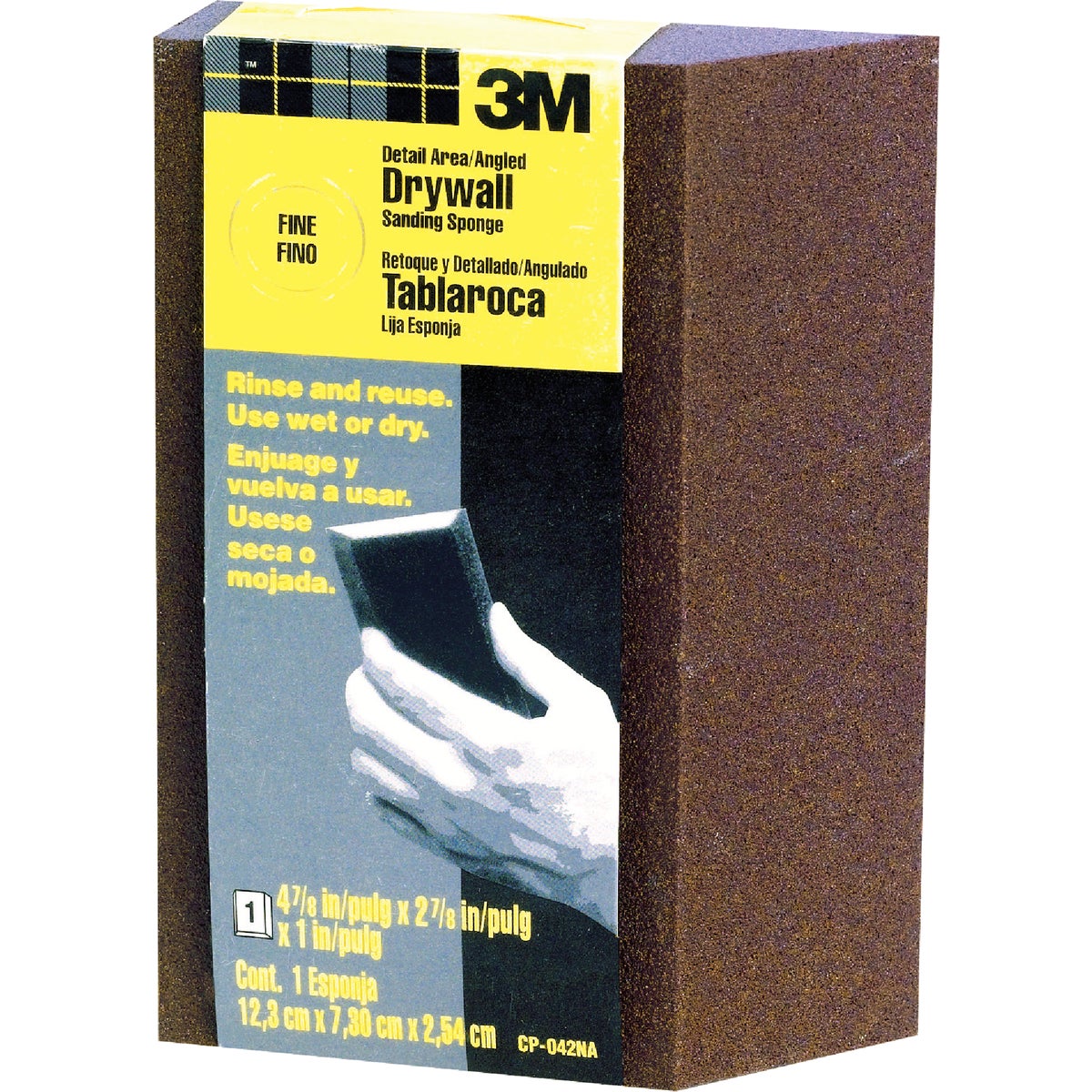 3M Angled Detail Area Drywall 2-7/8 In. x 4-7/8 In. x 1 In. Fine Sanding Sponge
