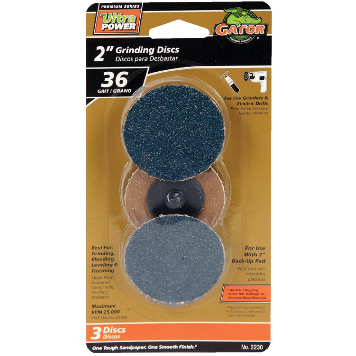 Gator Surface 2 In. 36 Grit Grinding Surface Conditioning Sanding Disc (3-Pack)