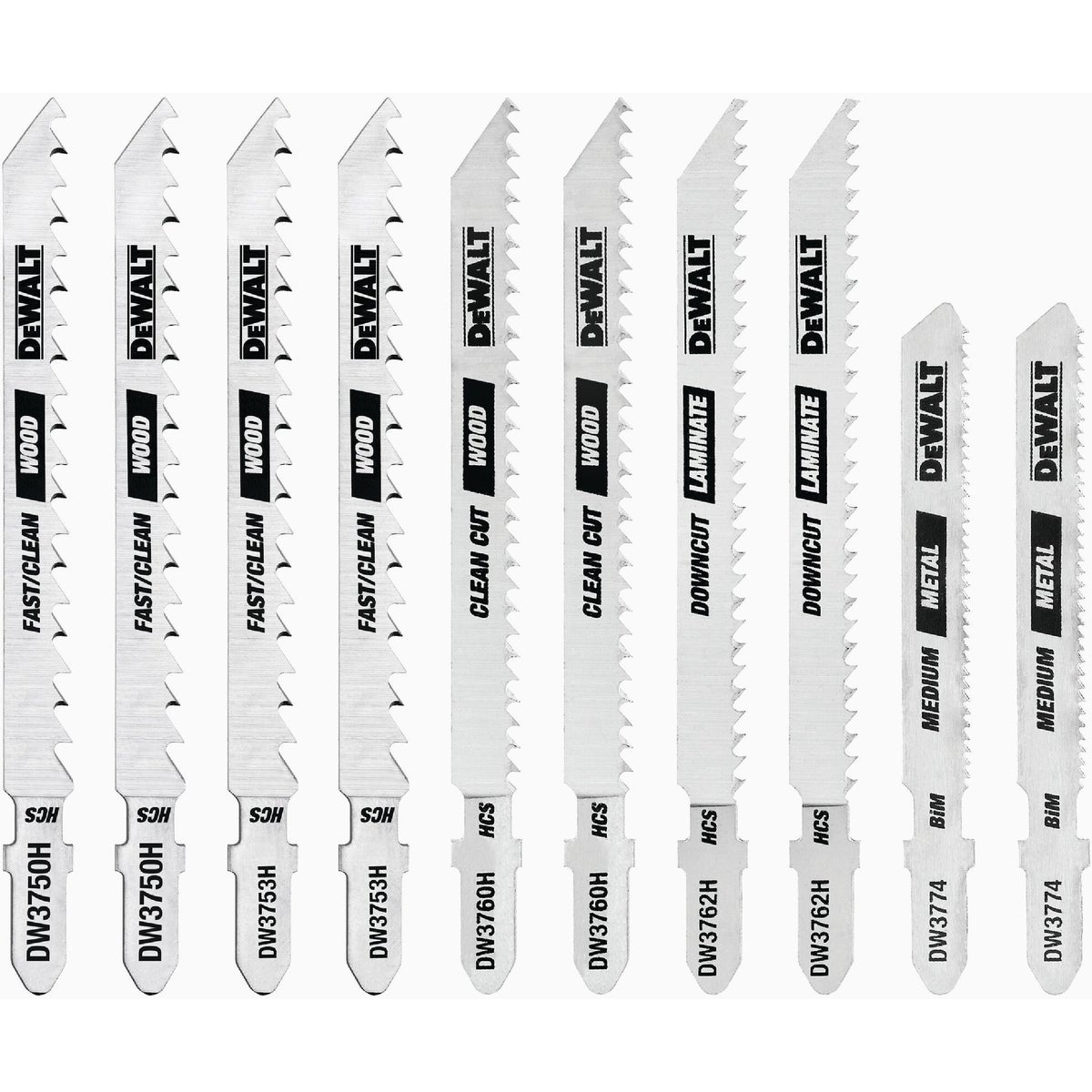 Dewalt 10-Piece T-Shank Jig Saw Blade Set with Case