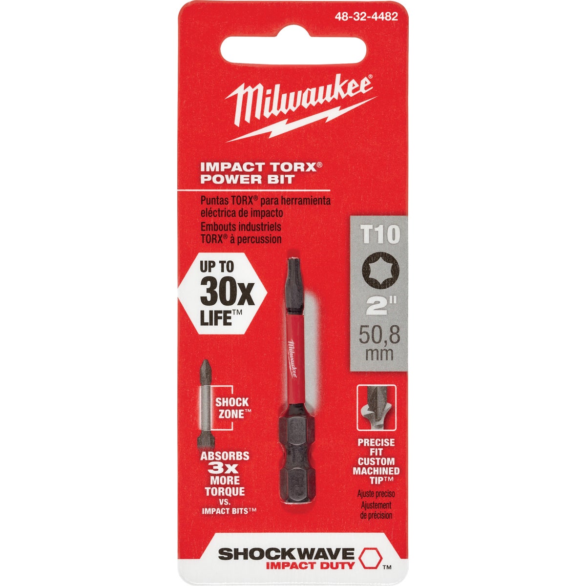 Milwaukee SHOCKWAVE T10 TORX 2 In. Power Impact Screwdriver Bit