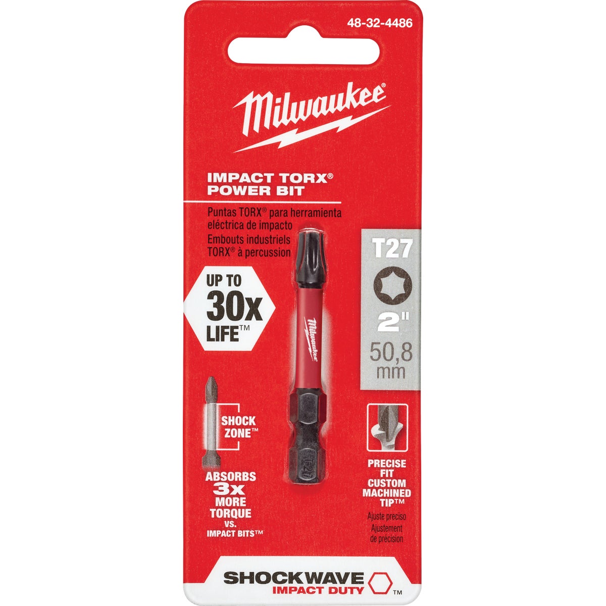 Milwaukee SHOCKWAVE T27 TORX 2 In. Power Impact Screwdriver Bit