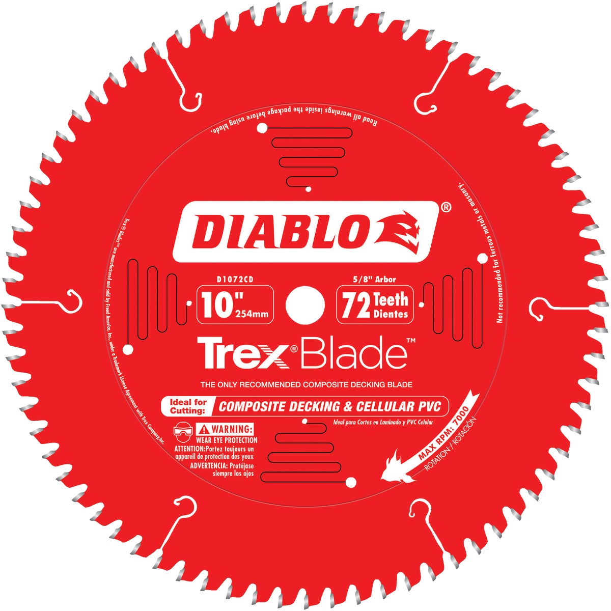 Diablo Trex Blade 10 In. 72-Tooth Composite Decking & PVC Circular Saw Blade