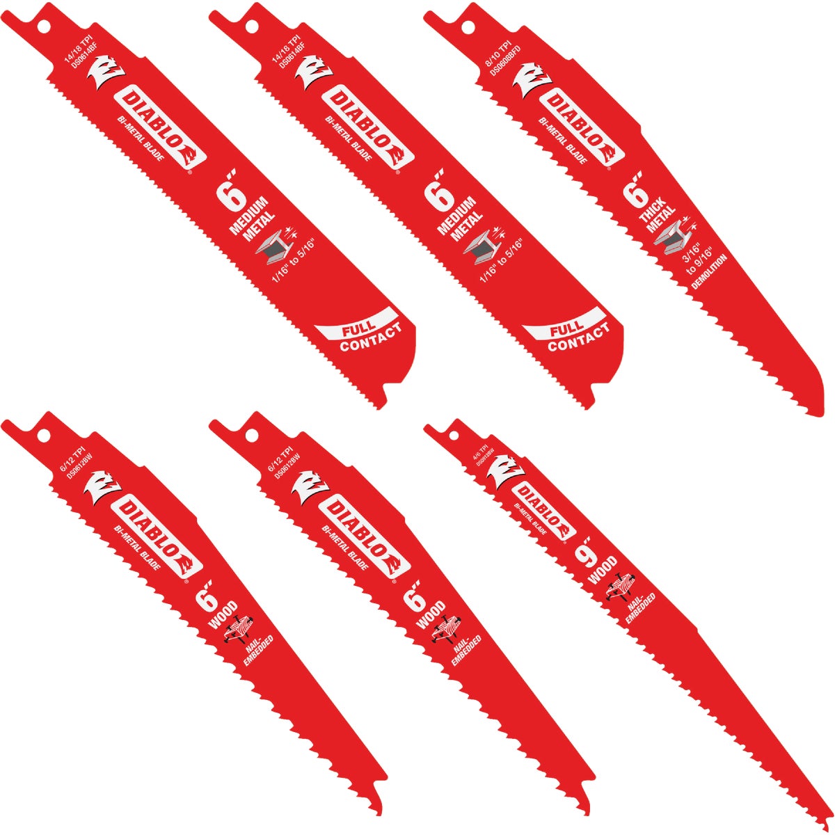 Diablo 6-Piece Demolition Reciprocating Saw Blade Set