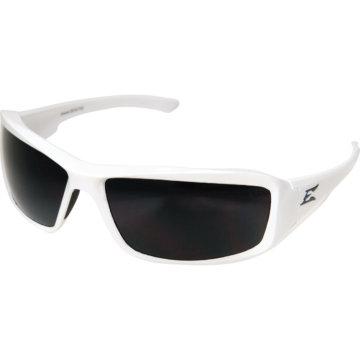 Edge Eyewear Brazeau Gloss White Frame Safety Glasses with Smoke Lenses