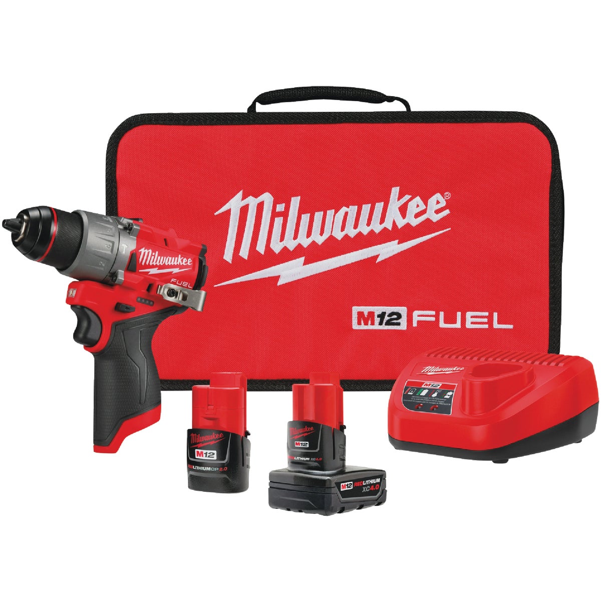 Milwaukee M12 FUEL 12-Volt Lithium-Ion Brushless 1/2 In. Subcompact Cordless Hammer Drill Kit