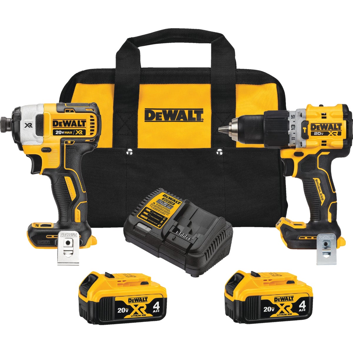 DEWALT 2-Tool 20V MAX XR Lithium-Ion Brushless Hammer Drill Driver & Impact Driver Cordless Tool Combo Kit