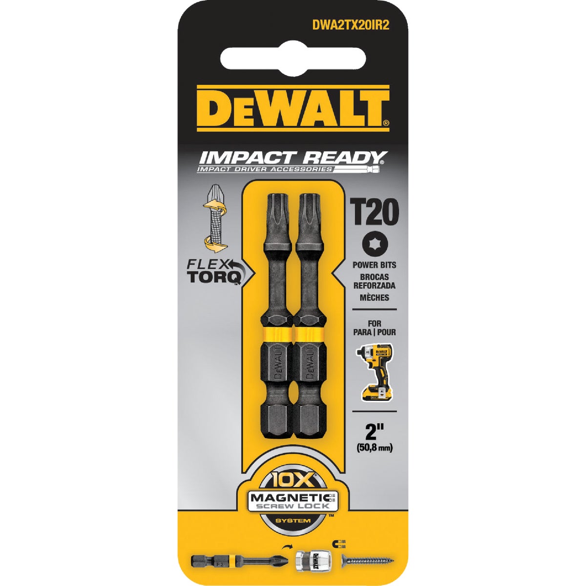 DEWALT FlexTorq 2 In. T20 TORX Power Impact Screwdriver Bit (2-Pack)