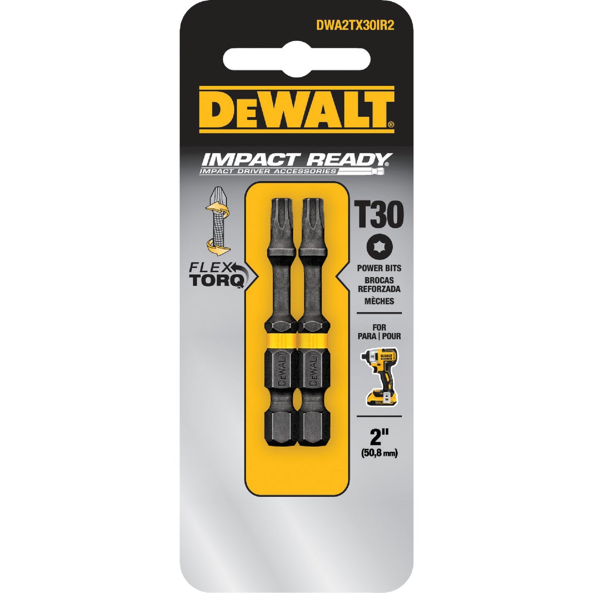 DEWALT FlexTorq 2 In. T30 TORX Power Impact Screwdriver Bit (2-Pack)