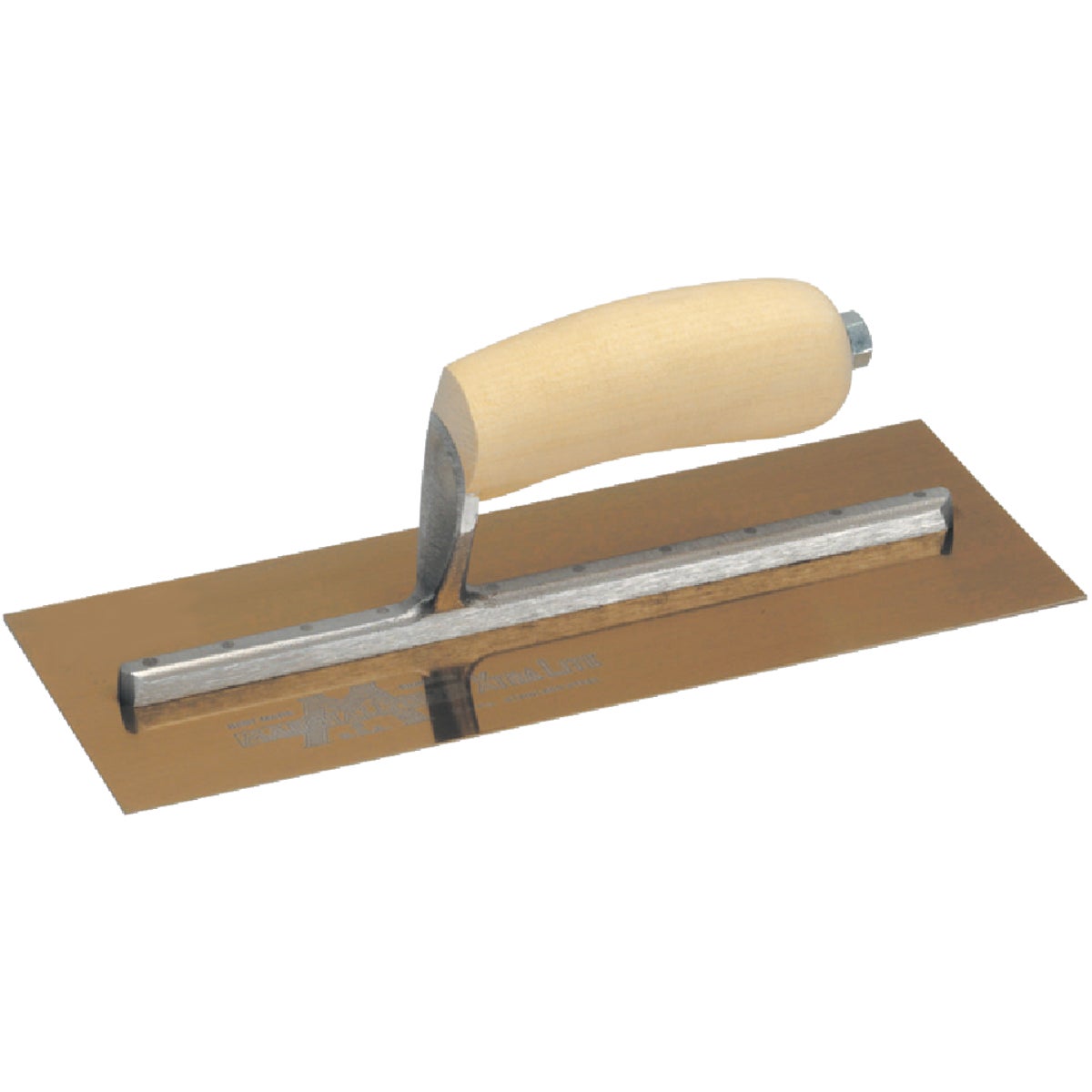 Marshalltown 4-1/2 In. x 11 In. Golden Stainless Steel Finishing Trowel with Curved Wood Handle