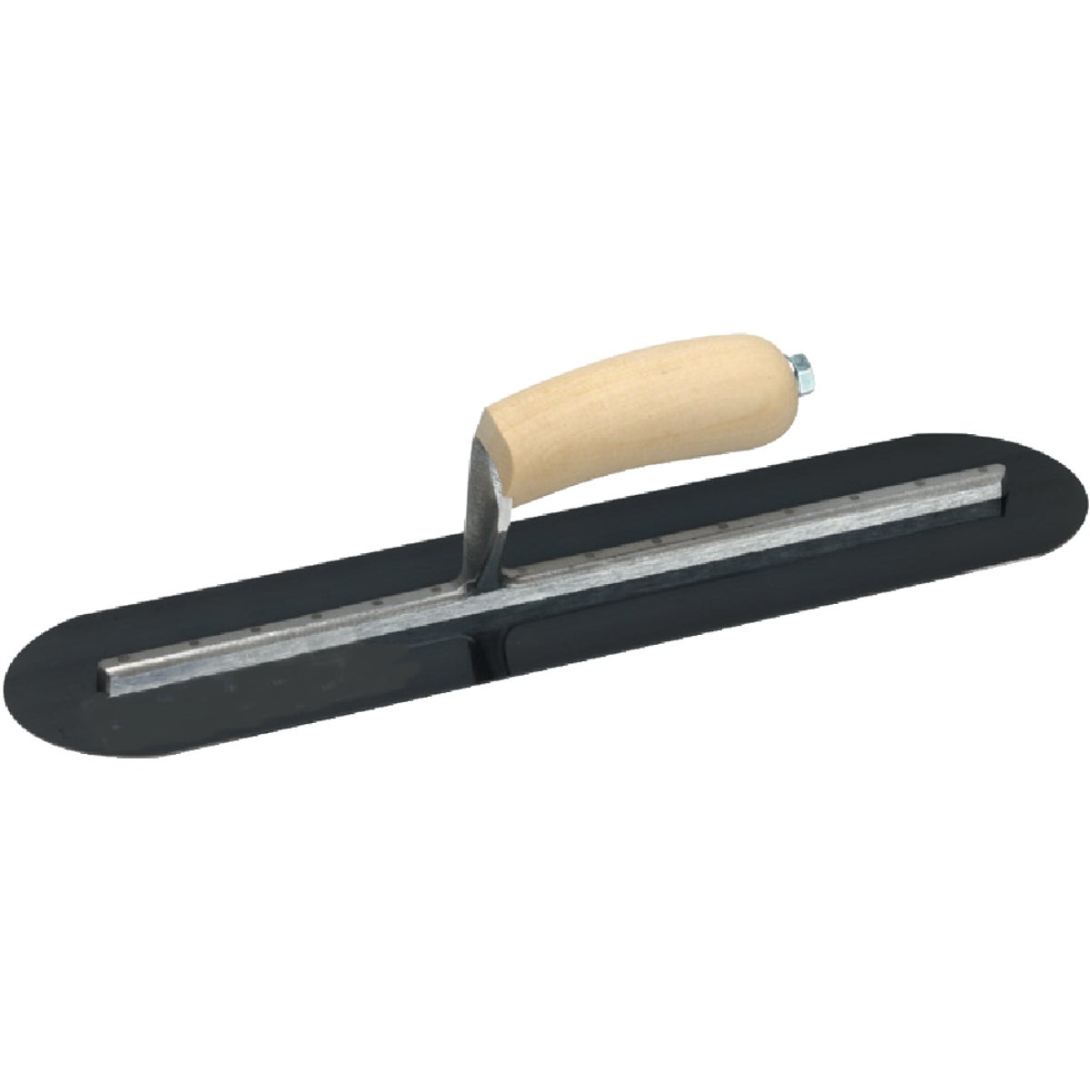 Marshalltown 4 In. x 18 In. Blue Steel Fully Rounded Finishing Trowel with Curved Wood Handle
