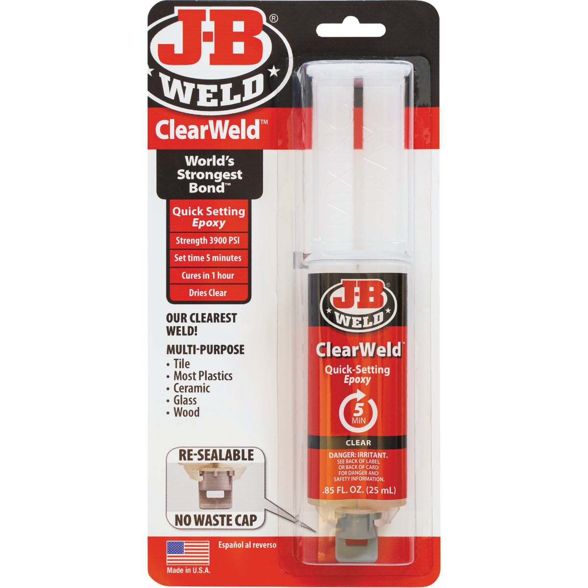 J-B Weld 0.85 Oz. ClearWeld Epoxy, Syringe