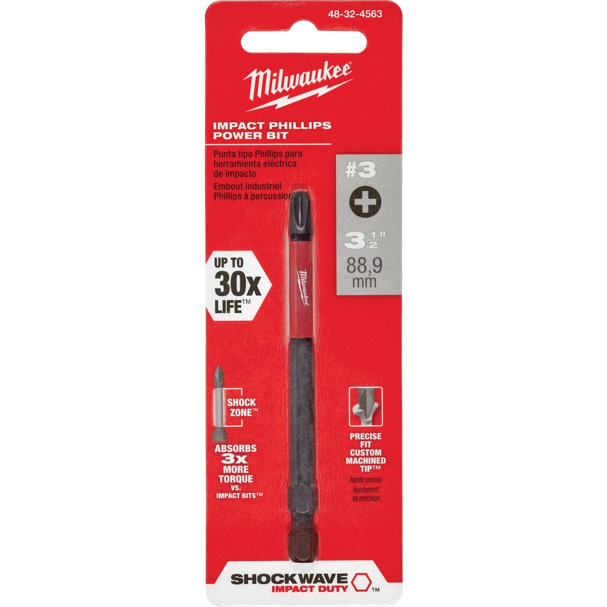 Milwaukee SHOCKWAVE #3 Phillips 3-1/2 In. Power Impact Screwdriver Bit