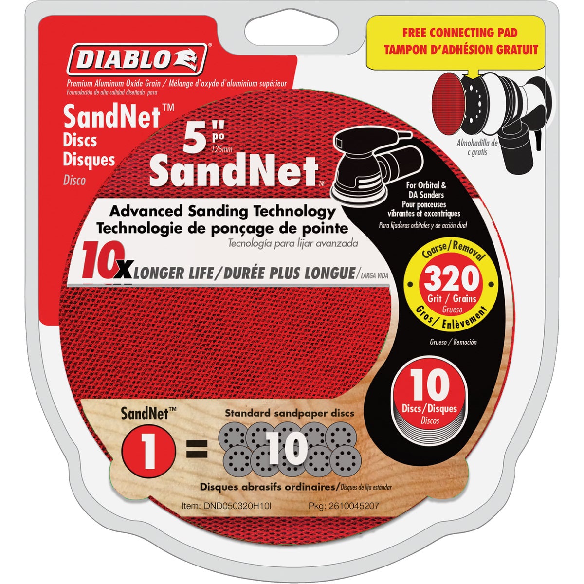 Diablo SandNet 5 In. 320 Grit Sanding Disc with with Connection Pad (10-Pack)