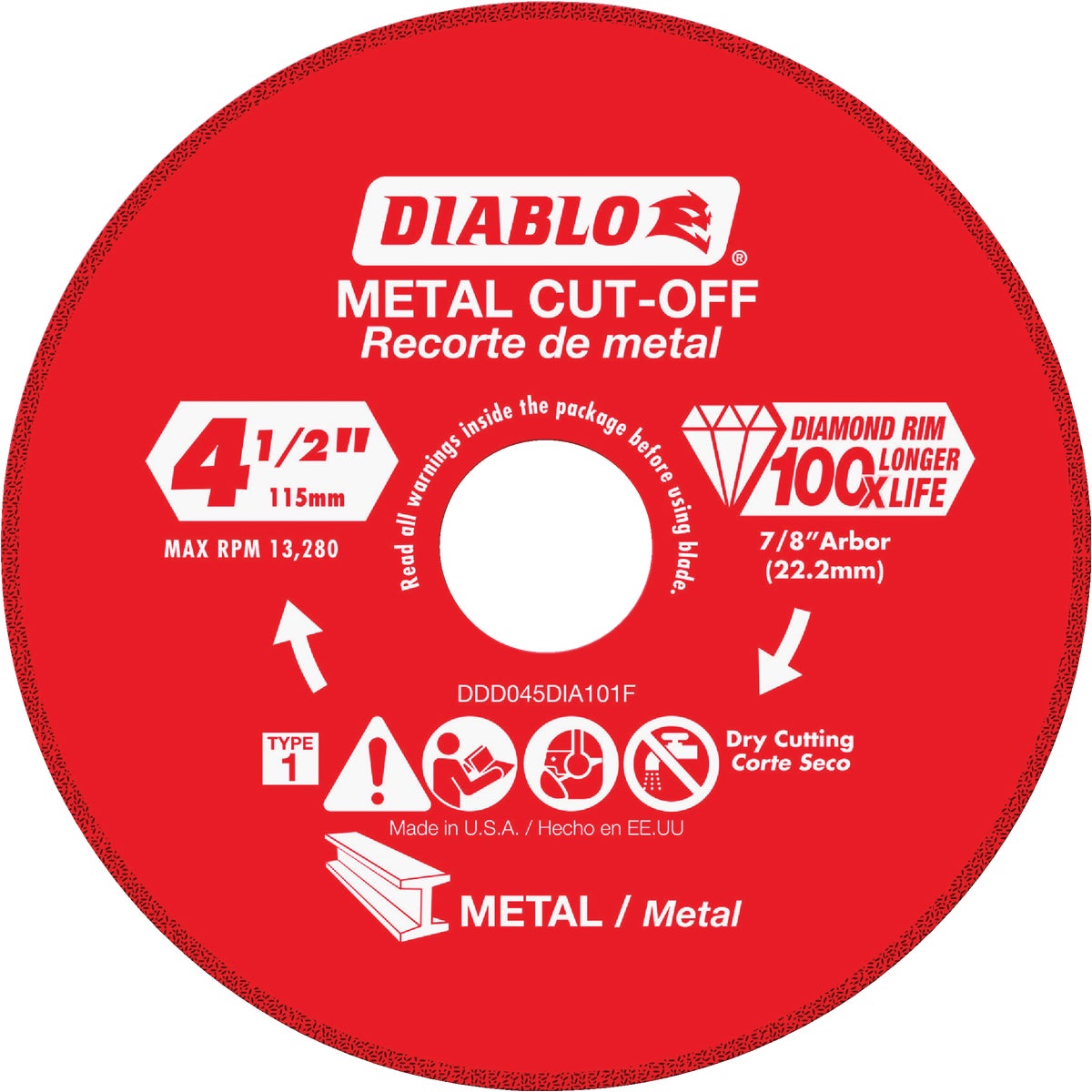 Diablo Type 1 4-1/2 In. x 7/8 In. Metal Cutting Diamond Cut-Off Wheel