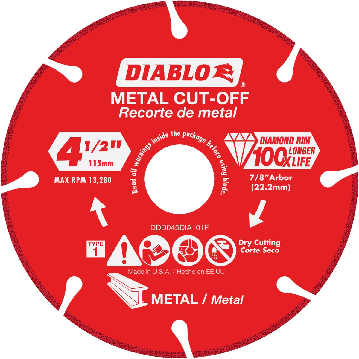 Diablo Type 1 4-1/2 In. x 7/8 In. Metal Cutting Diamond Cut-Off Wheel