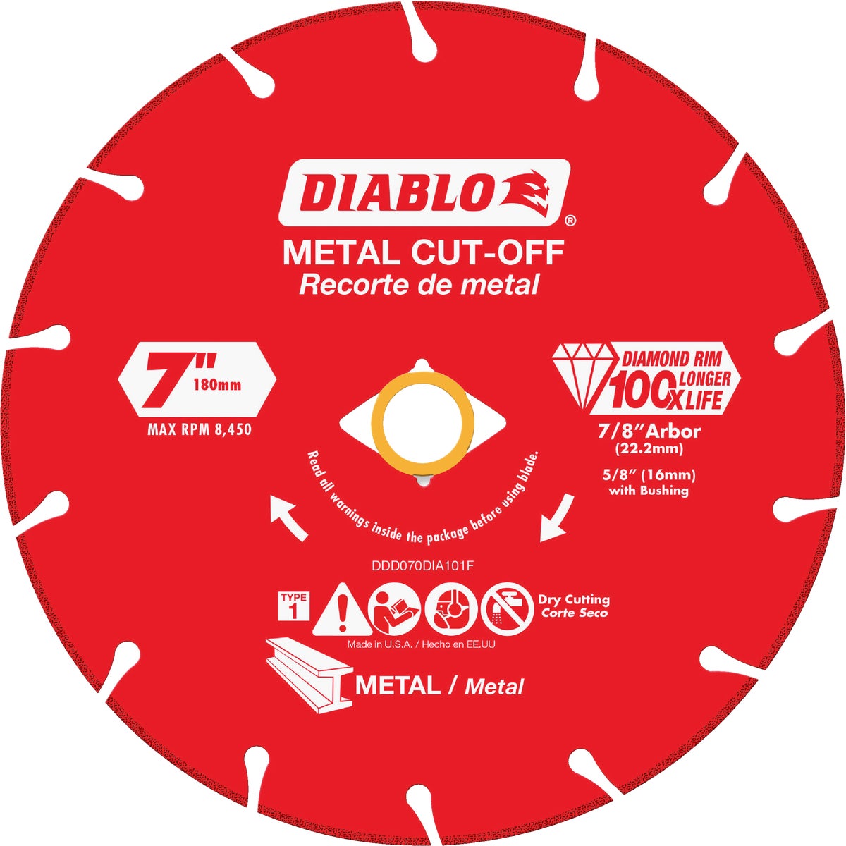 Diablo Type 1 7 In. x 7/8 In. Metal Cutting Diamond Cut-Off Wheel