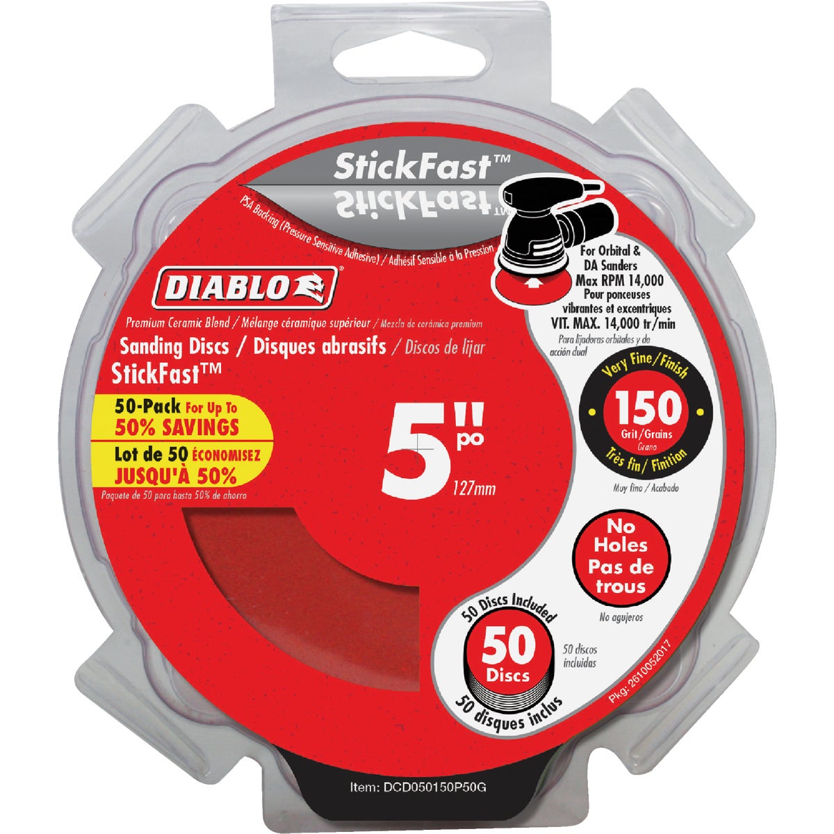 Diablo StickFast 5 In. 150 Grit Sanding Disc (50-Pack)