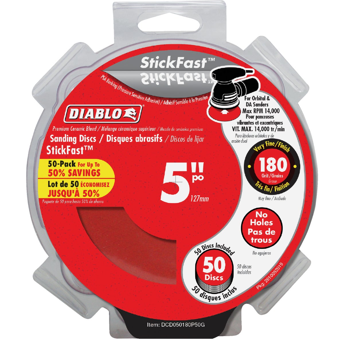Diablo StickFast 5 In. 180 Grit Sanding Disc (50-Pack)