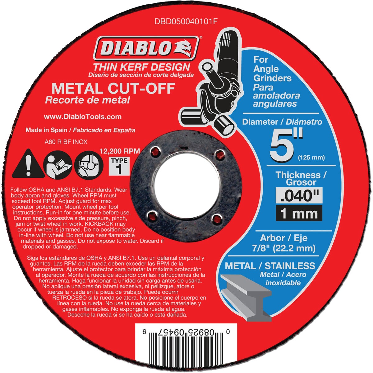 Diablo Type 1 5 In. x 0.040 In. x 7/8 In. Metal Cut-Off Wheel