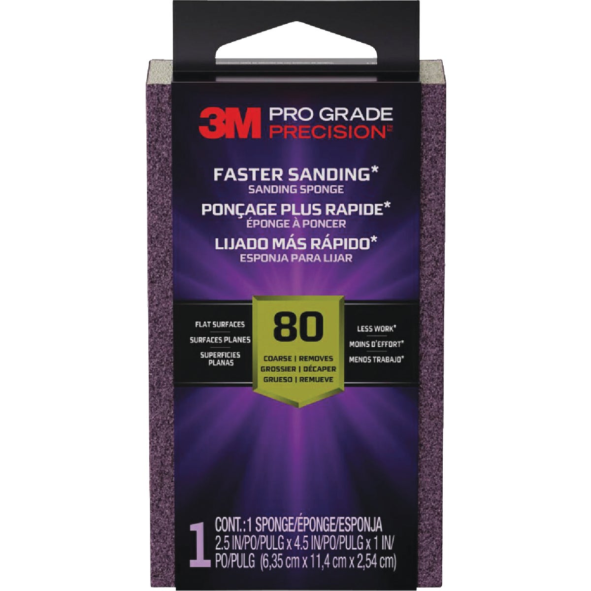 3M SandBlaster Bare Surfaces 2-1/2 In. x 3-3/4 In. x 1 In. 80 Grit Medium Sanding Sponge