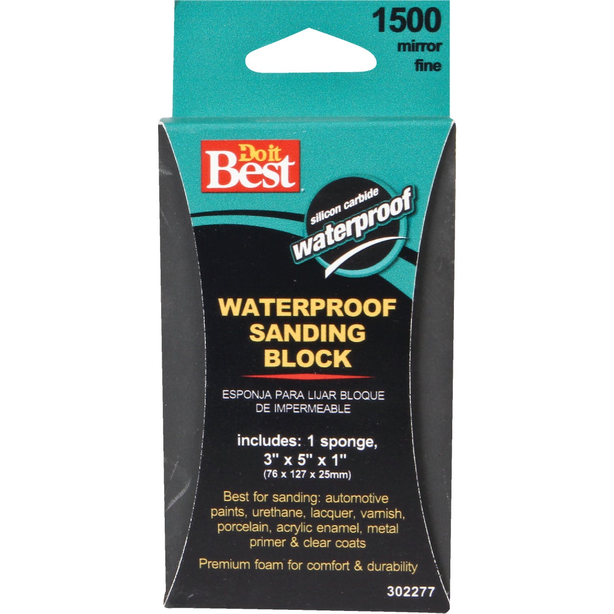 Do it Best Waterproof 3 In. x 5 In. x 1 In. 1500 Grit Mirror Fine Sanding Sponge