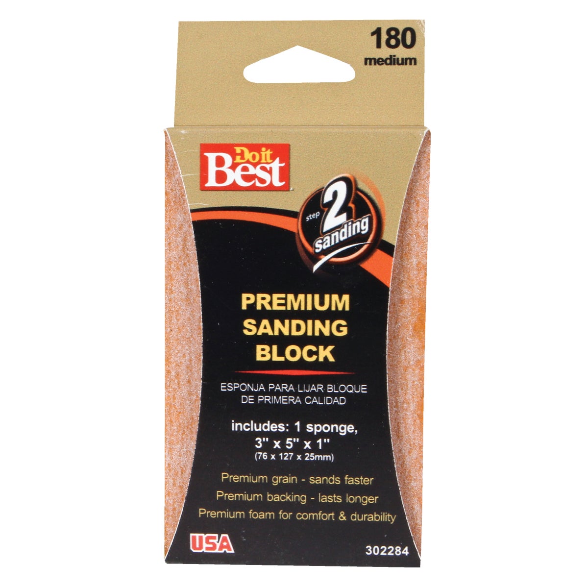 Do it Best Premium 3 In. x 5 In. x 1 In. 180 Grit Medium Sanding Sponge