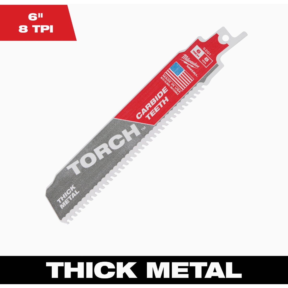 Milwaukee SAWZALL The TORCH 6 In. 7 TPI Metal Demolition Reciprocating Saw Blade with Carbide Teeth