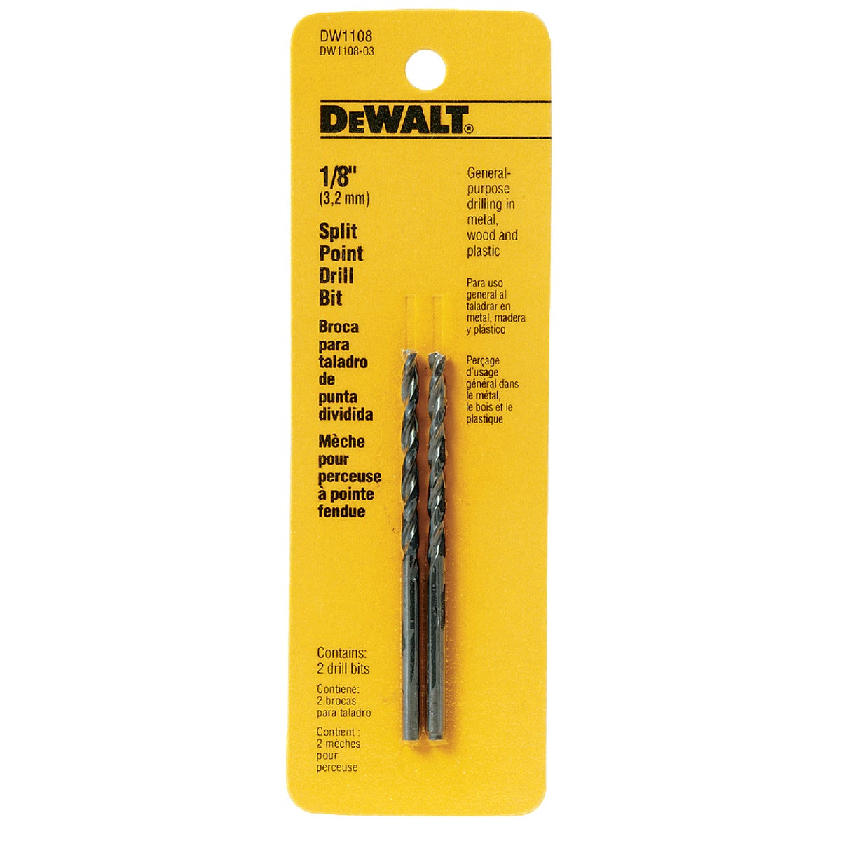 DEWALT 1/8 In. Gold Ferrous Oxide Pilot Point Drill Bit (2-Pack)