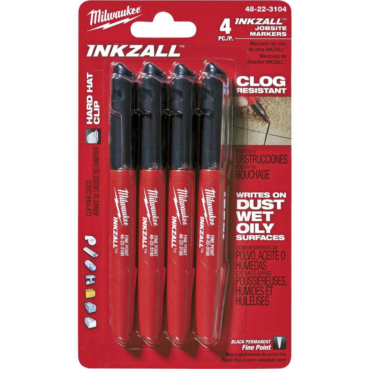 4PK BLK FINE PT MARKER