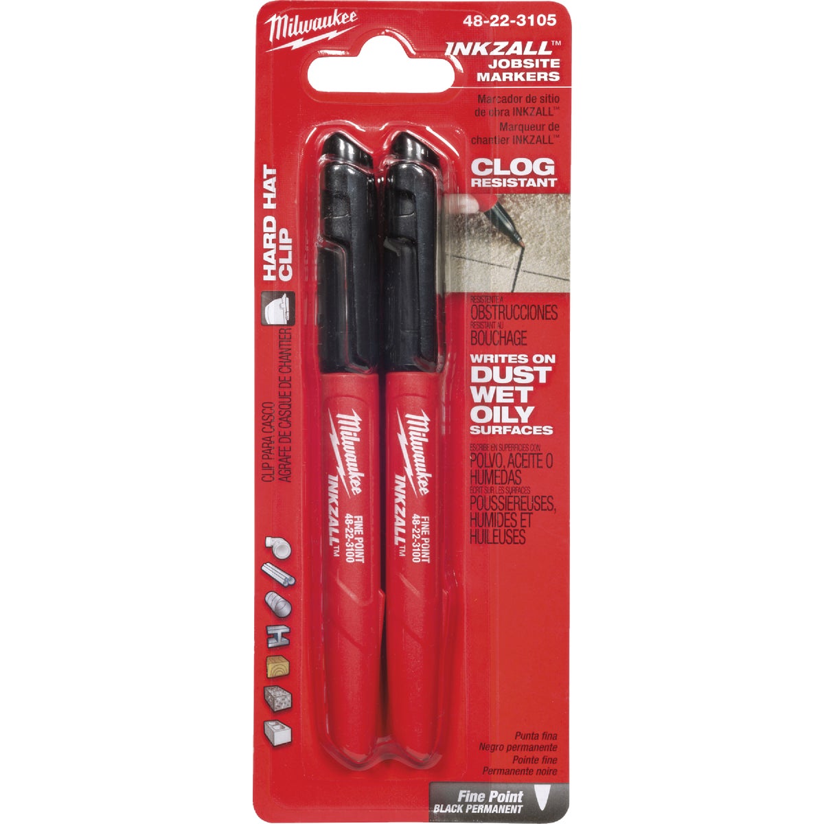 Milwaukee INKZALL Fine Point Black Job Site Marker (2-Pack)