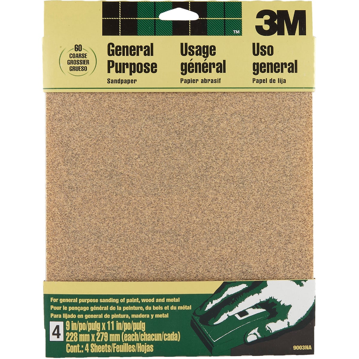 3M General-Purpose 9 In. x 11 In. 60 Grit Coarse Sandpaper (4-Pack)