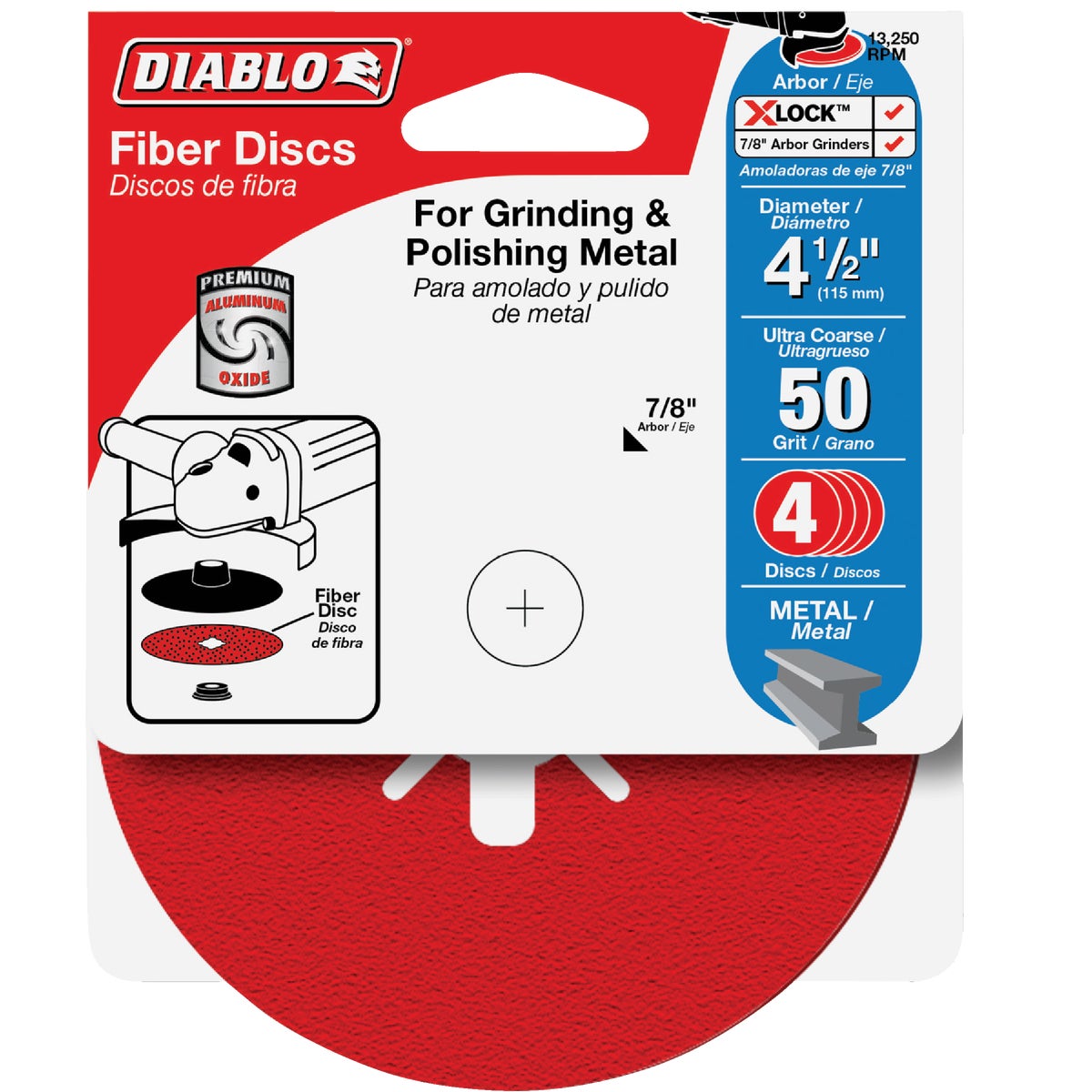 Diablo 4-1/2 In. 50-Grit Fiber Disc (4-Pack)