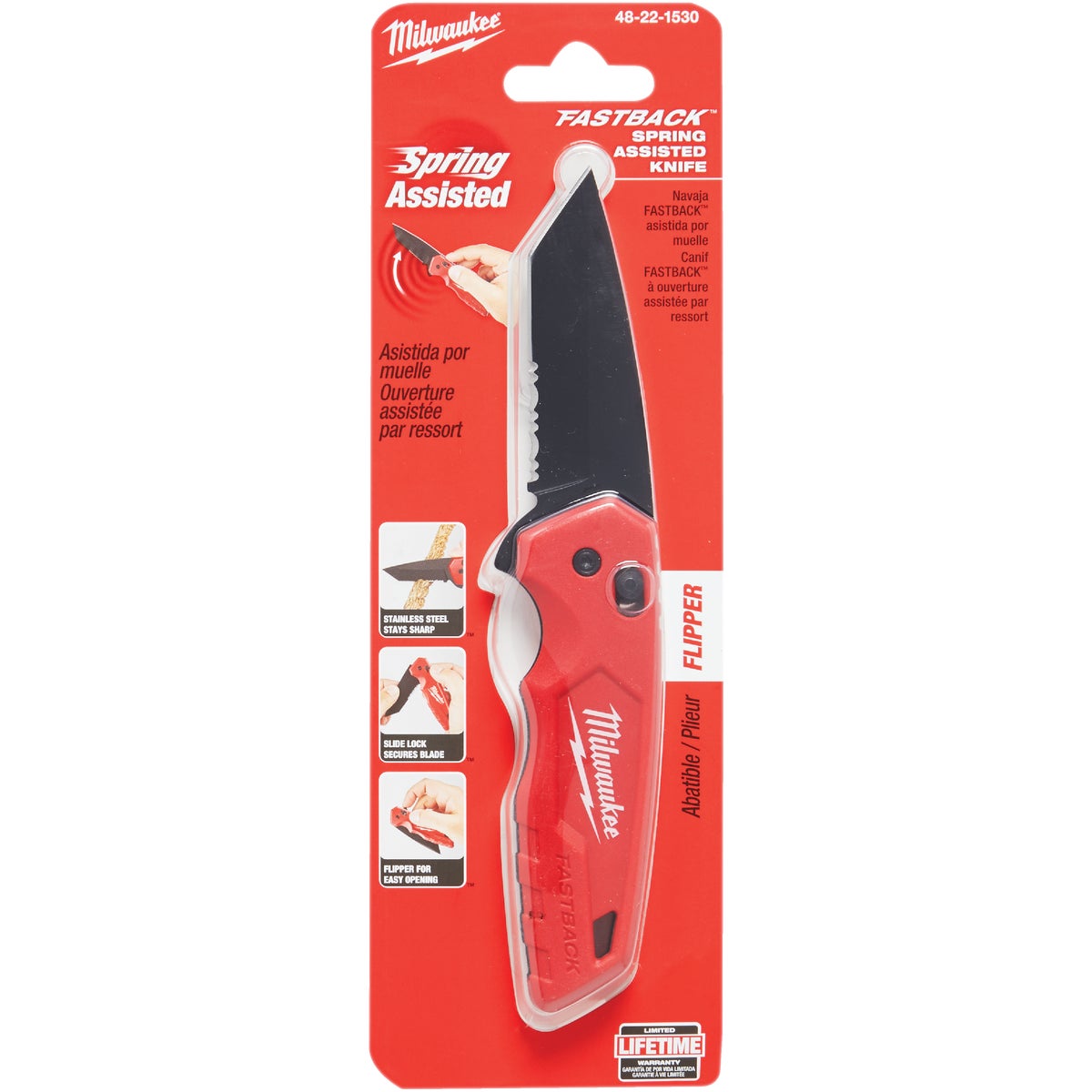 Milwaukee FASTBACK Serrated 3-1/4 In. Folding Knife