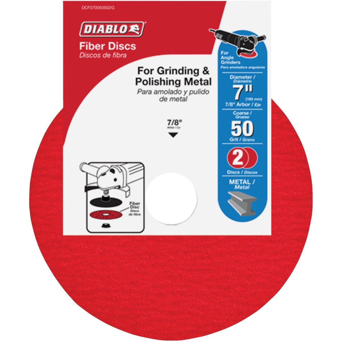 Diablo 7 In. 50-Grit Fiber Disc (2-Pack)