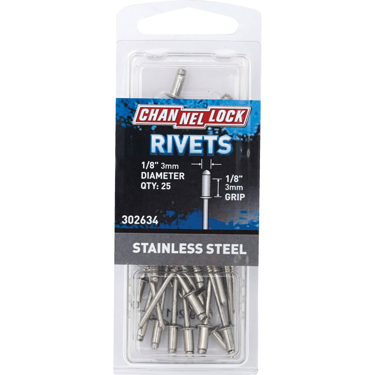 Channellock 1/8 In. Dia. x 1/8 In. Grip Stainless Steel POP Rivet (25-Pack)